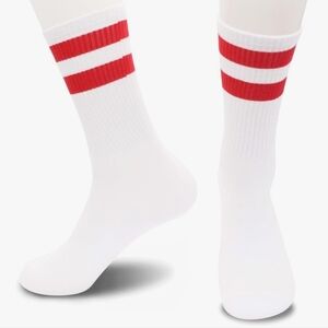 Classic White and Red Striped Men's Tube Socks